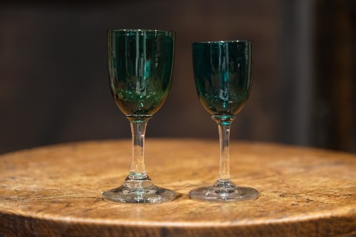 Pair vintage green glass - vintage,