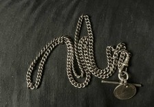 Solid Silver Albert Chain Necklace 22 Inches Long