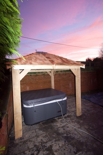 Oak gazebo and person - oak,
