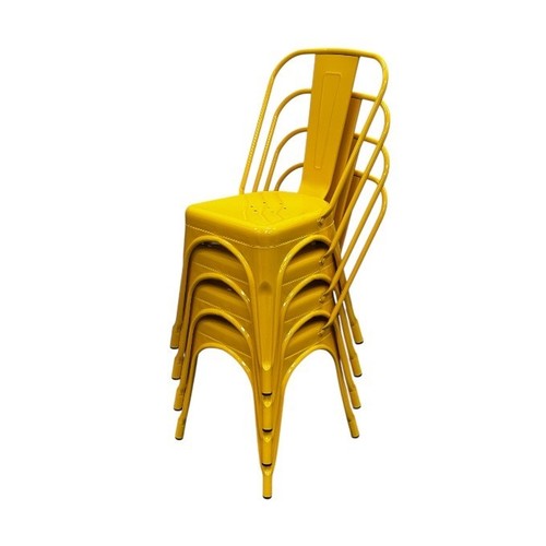 Yellow metal dining chairs - metal,
