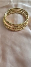 Set Of 4, Little Girls Bangles, Gold Finish Small Size Bangles