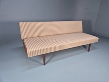 Danish Mid Century Day Bed Teak and Striped Cotton 1960s Retro EB10408 M4SS