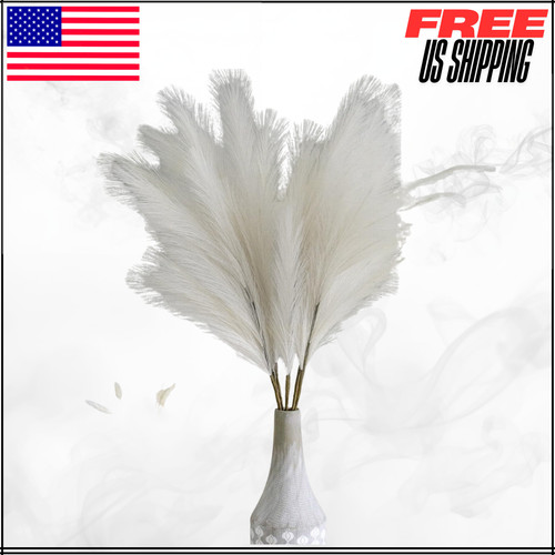 Faux pampas grass - grass, white