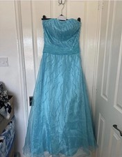 Dynasty prom dress turquoise, embellished UK 12