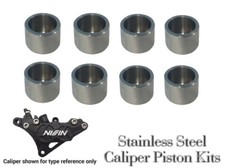 NISSIN 4 POT CALIPER STAINLESS STEEL CALIPER PISTON KITS!  S/S KAWASAKI, SUZUKI