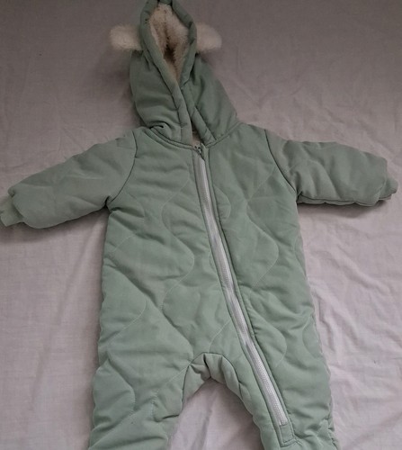 Green padded hooded snowsuit - padded,