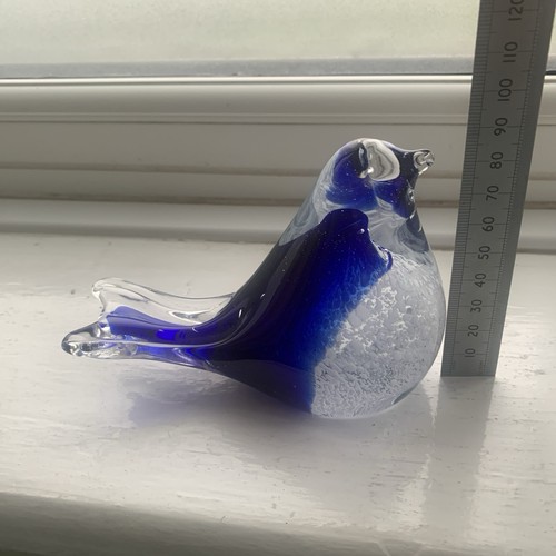 Hand blown blue - blue, bird