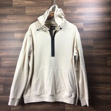 Barbour Int’l Light Beige Zip Neck Jersey Hoodie Sweatshirt Size 2XL VGC