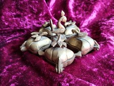 Vintage Hindu Ganesh Solid Brass Kum Kum Powder Container 