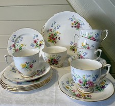Vintage Queen Anne Teaset Old Country Spray 17 Pcs