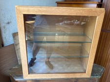 Light Wood Effect Display Cabinet Glass Shelves Freestanding Wall Mounted