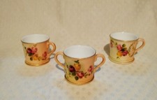 Antique 1900 ROYAL WORCESTER BLUSH IVORY PORCELAIN little mugs x3