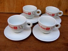 SET 4 RARE ILLY "LIVE HAPPY" COFFEE CUPS/ SAUCERS-ITALY-COLOURED STRING PATTERN-