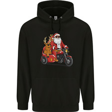Motorbike & Sidecar Christmas Santa Xmas Biker Mens 80% Cotton Hoodie
