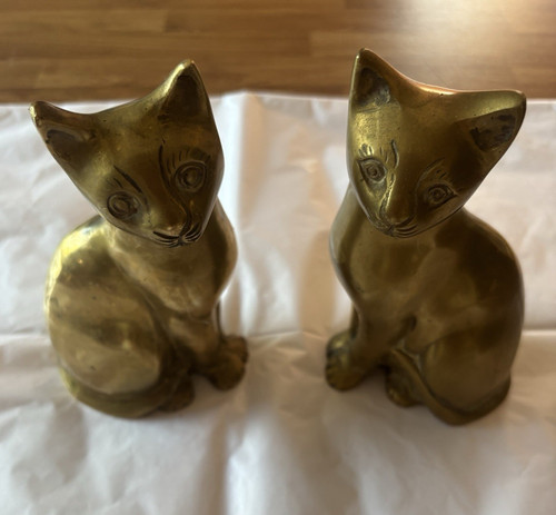 Pair brass cat - brass,