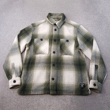 The Stronghold Mens Shirt Medium Green White Plaid Overshirt Jacket Lumberjack