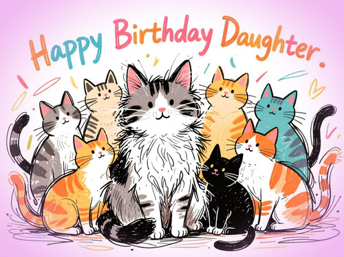 Happy birthday daughter cats - birthday,