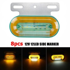 8X 12V Truck Lorry Bus Trailer LED Side Marker Lights Amber Indicator External