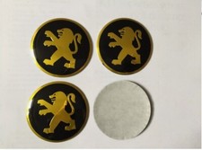 4x Stickers Peugeot Car Wheel Center Cap Hub Sticker Brand New 56mm Black Gold