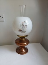 Vintage Copper/Brass Oil Lamp with Twin Burner Made In Britain 
