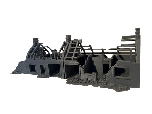 28mm ruined double house - ruined,