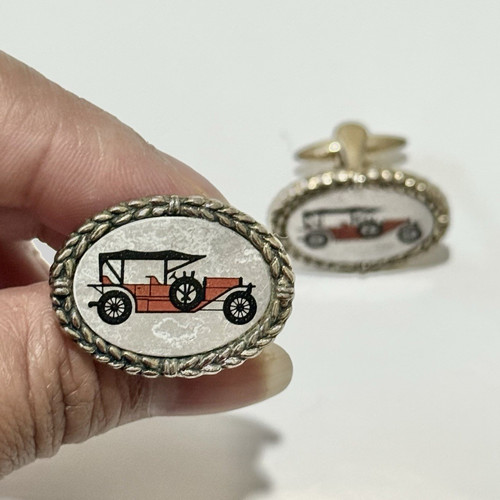 Men oval vintage car - oval,