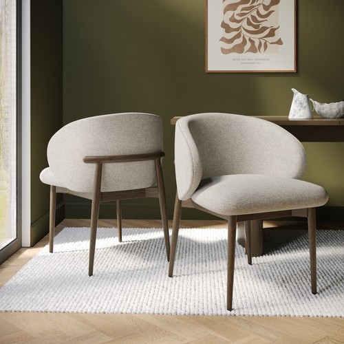 Walnut and beige upholstered - beige,