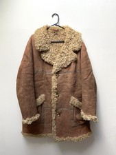 Moorlands vintage real sheepskin men’s coat XL brown tan shearling warm leather