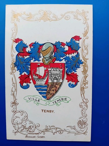 Tenby heraldic postcard ja - tenby,