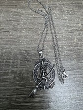 Witch Riding A Broomstick Necklace Gothic, Halloween, witch 