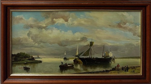 Antique maritime seascape oil - antique,