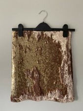 Gold peace and love (missguided) sequinned mini skirt size 6, worn once 