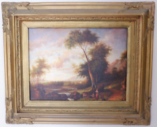 19th Century English School. Oil. Landscape at Sunset.