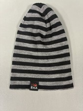ISOBAA Merino black grey Stripe Beanie 