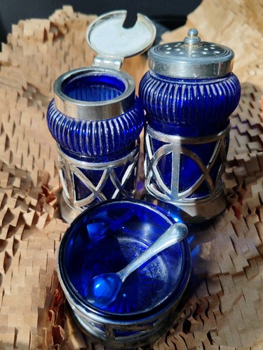 Glass royal blue cruet salt - royal,