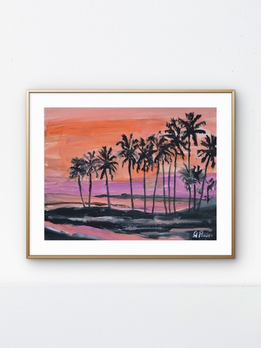 Original palm tree - original, sunset