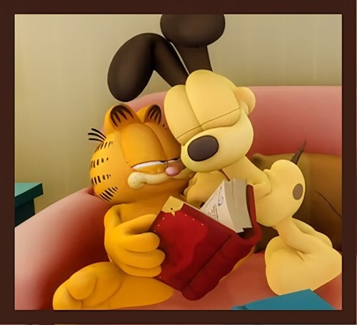 Garfield odie reading cuddle - odie,