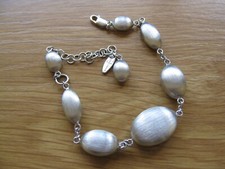 Jasper Conran Designer 925 Silver Brushed Pebbles Bracelet 6.5-8.5"