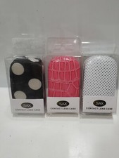 --3-- SAX Pink Contact Lens Case & Lens Holder  Mirror Hard Case  Travel 