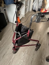 NRS 3 Wheel Rollator with Bag Brakes Red
