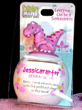 Brand New Dino mates Money Jar (Jessica) Jessicaraptor Piggy Bank Ships Free
