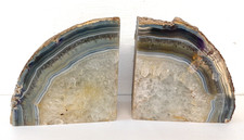 Agate Crystal Geode Bookends