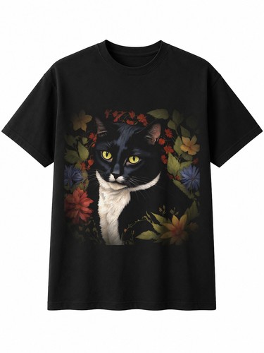 Botanical tuxedo cat - tuxedo,
