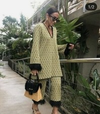 Zara Geometric Knit Feather Co Ord Set No Returns Size M-L No Returns