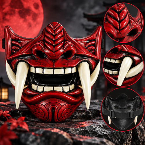 Red hannya mask - mask, japanese