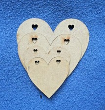 Wooden MDF Hearts two Heart hole Craft Shapes 4.5, 5cm,7cm 8cm 10cm 12.5cm 15cm 