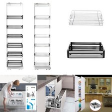 6 TIERS 300MM/400MM KITCHEN CABINET LARDER PULL OUT WIRE BASKET SOFT CLOSE UNIT
