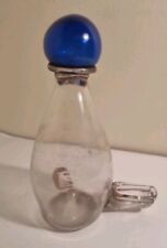 Antique Georgian/ Victorian Blue & Clear Hand Blown Glass Bird Feeder