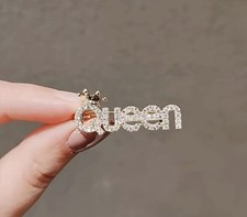 Queen Letter Brooch with Crown Accent Gold Tone Gift New
