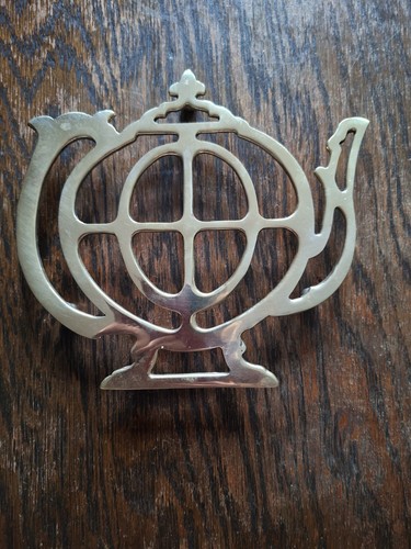 Vintage brass teapot - brass, stand